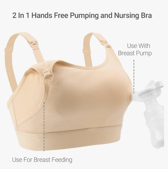 Momcozy Hands free pumping and nursing bra beige Medium - Picture 2 of 9